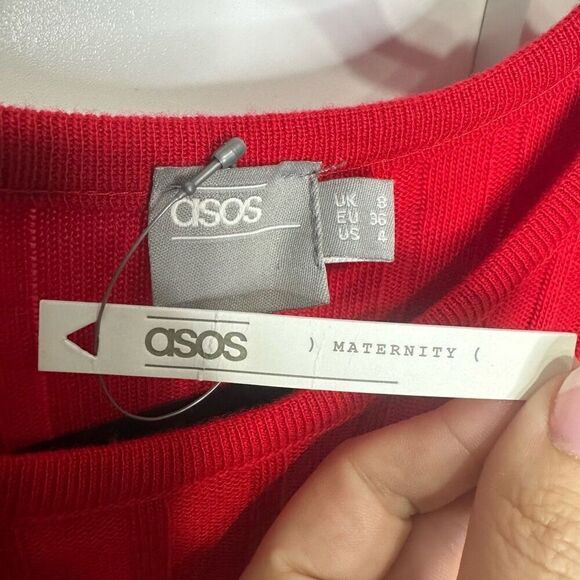 ASOS Maternity size 8 red knit sweater dress midi (R1) - Picture 2 of 6